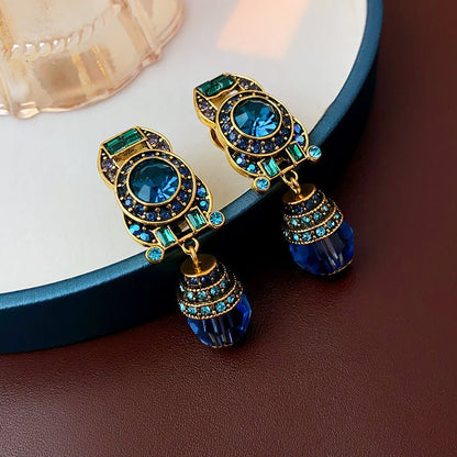 Retro Silver Needle Oval Rhinestone Tassel Earrings Light Luxury Premium Feel Minimalist Niche Versatile Women Ear Jewelry - RALO COLLECTION STUDIO
