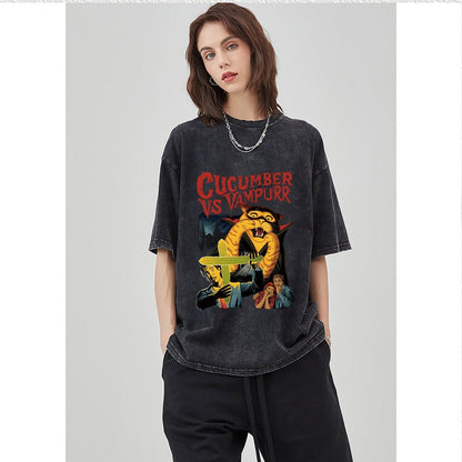 Retro Washed Printed T-Shirt Casual Anime Cotton - RALO COLLECTION STUDIO