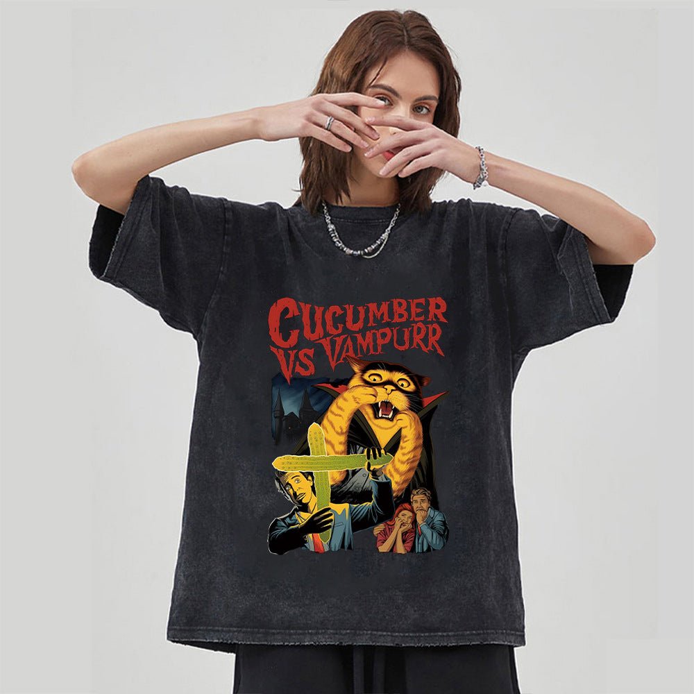 Retro Washed Printed T-Shirt Casual Anime Cotton - RALO COLLECTION STUDIO