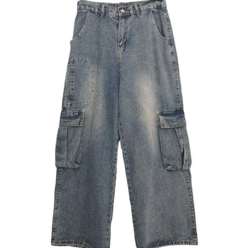 Retro Wide-Leg Washed Workwear Denim Jeans For Men - RALO COLLECTION STUDIO