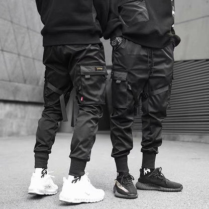 Ribbons Harem Joggers Men Cargo Pants Streetwear Hip Hop Casual Pockets Cotton Track Pants - RALO COLLECTION STUDIO
