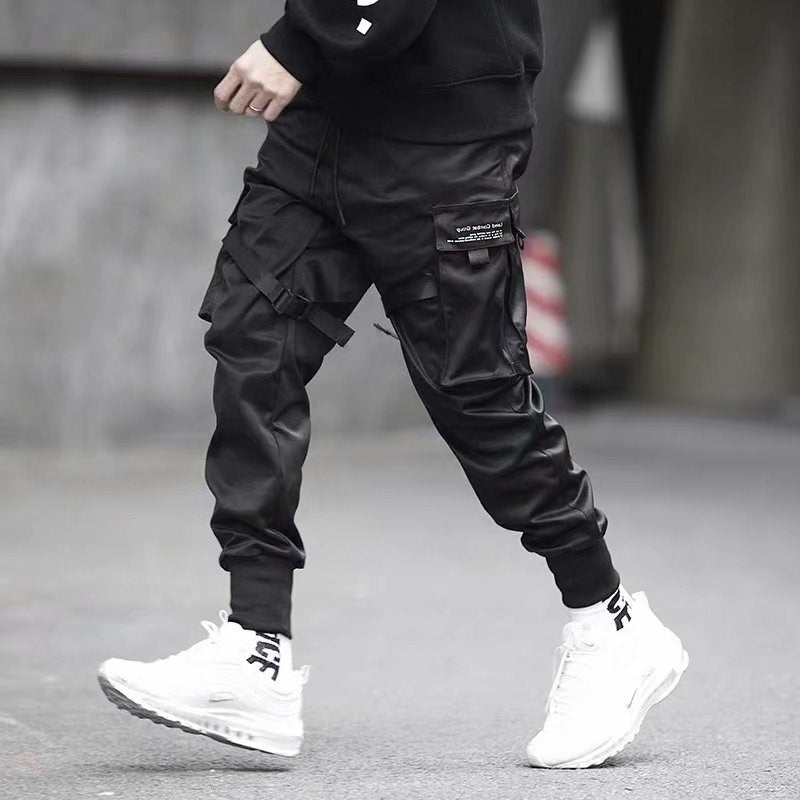 Ribbons Harem Joggers Men Cargo Pants Streetwear Hip Hop Casual Pockets Cotton Track Pants - RALO COLLECTION STUDIO