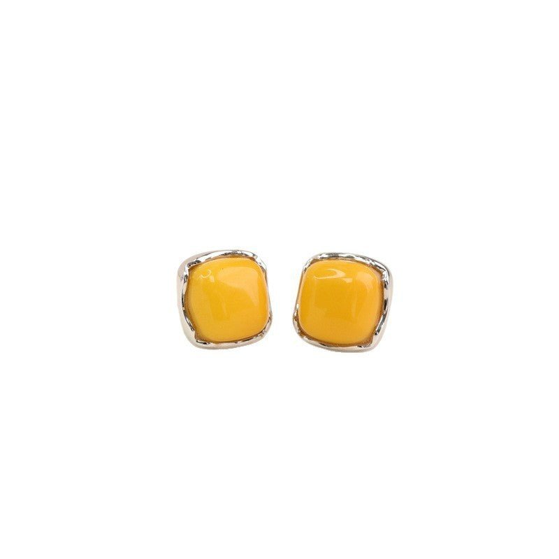 S925 Silver Amber Stud Earrings For Women - RALO COLLECTION STUDIO
