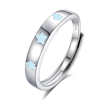 S925 Silver Couple Fluorescent Rings With Scattered Stars - RALO COLLECTION STUDIO