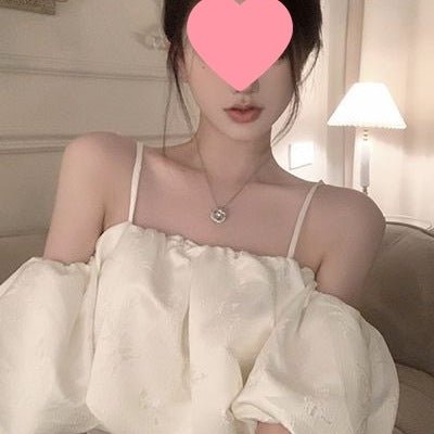 Sexy Off-shoulder Puff-sleeve Tea-length Strap Dress For Women - RALO COLLECTION STUDIO