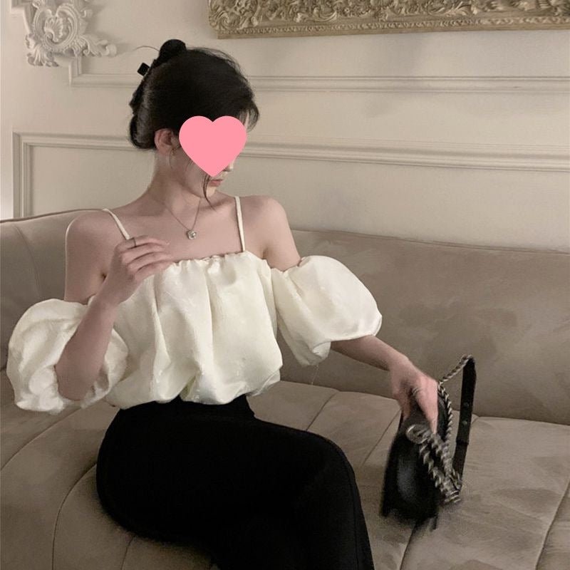 Sexy Off-shoulder Puff-sleeve Tea-length Strap Dress For Women - RALO COLLECTION STUDIO
