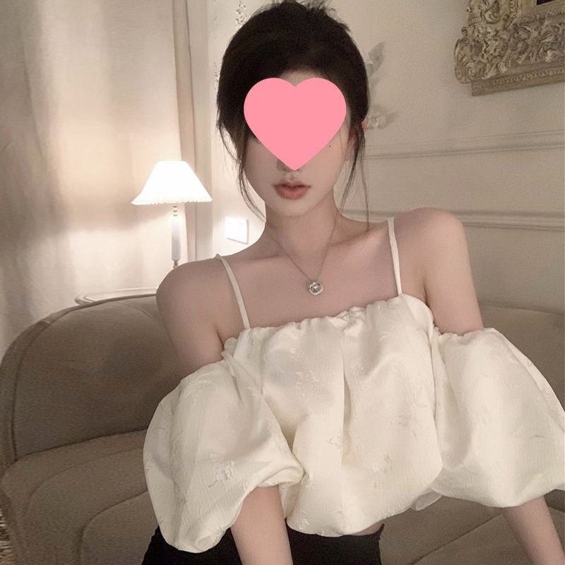 Sexy Off-shoulder Puff-sleeve Tea-length Strap Dress For Women - RALO COLLECTION STUDIO