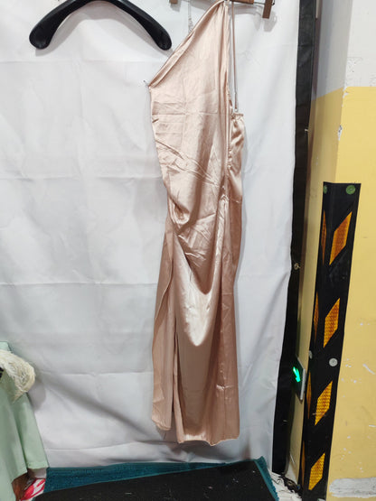 Sexy One-shoulder Backless Slit Dress Summer Elegant Slim-fit Solid Color Satin Dresses For Women - RALO COLLECTION STUDIO
