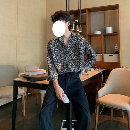 Shirt Feeling Ruffle Printed Shirt Long Sleeve Men - RALO COLLECTION STUDIO