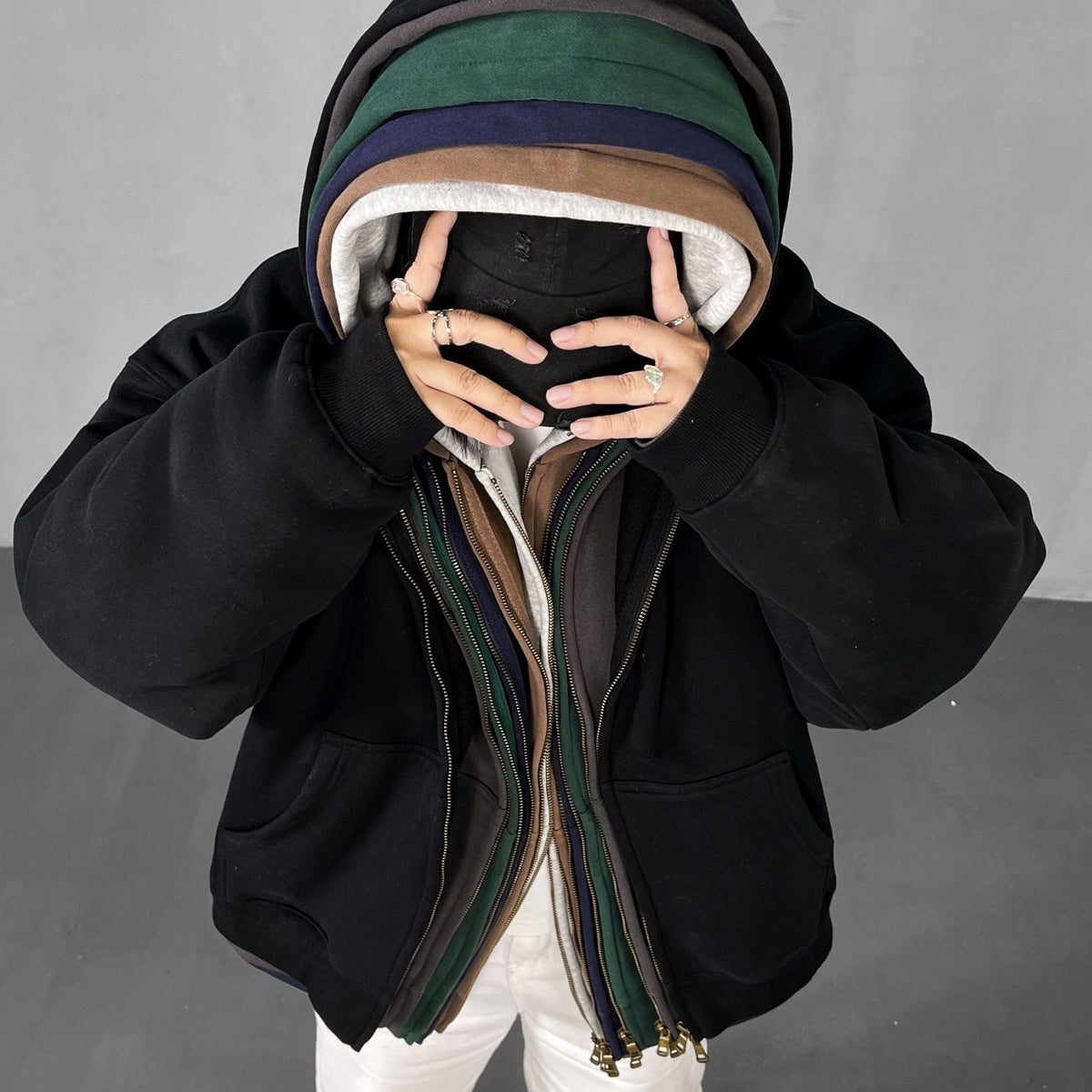 Short Relaxed-fit Fleece-lined Cardigan Unisex Jacket - RALO COLLECTION STUDIO