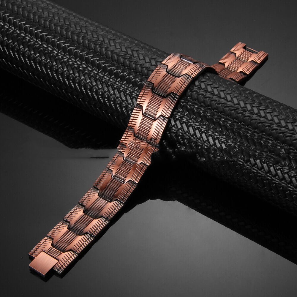 Sleek And Stylish Red Copper Bracelet For Men Wide Magnetic Red Copper Bangle - RALO COLLECTION STUDIO