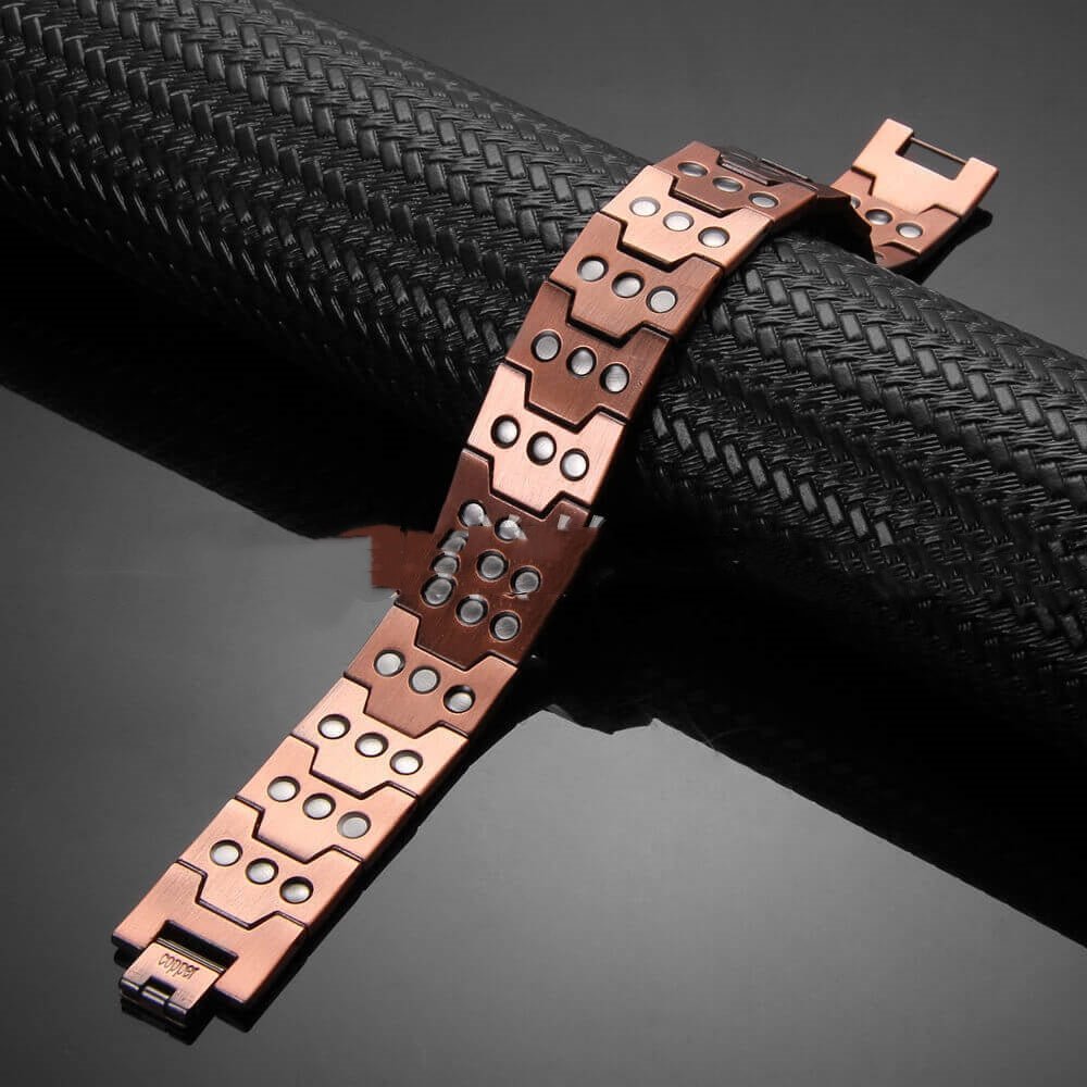 Sleek And Stylish Red Copper Bracelet For Men Wide Magnetic Red Copper Bangle - RALO COLLECTION STUDIO