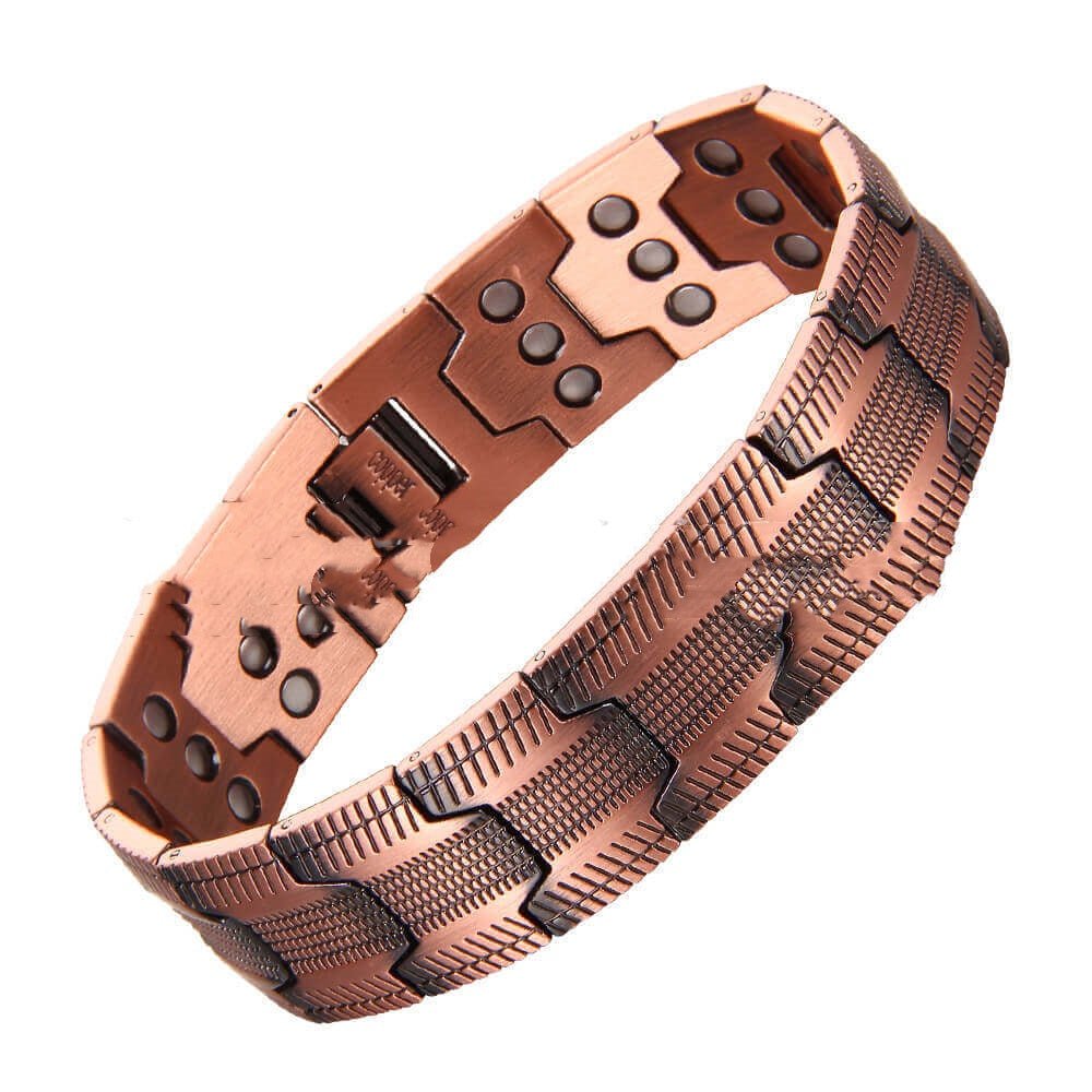 Sleek And Stylish Red Copper Bracelet For Men Wide Magnetic Red Copper Bangle - RALO COLLECTION STUDIO
