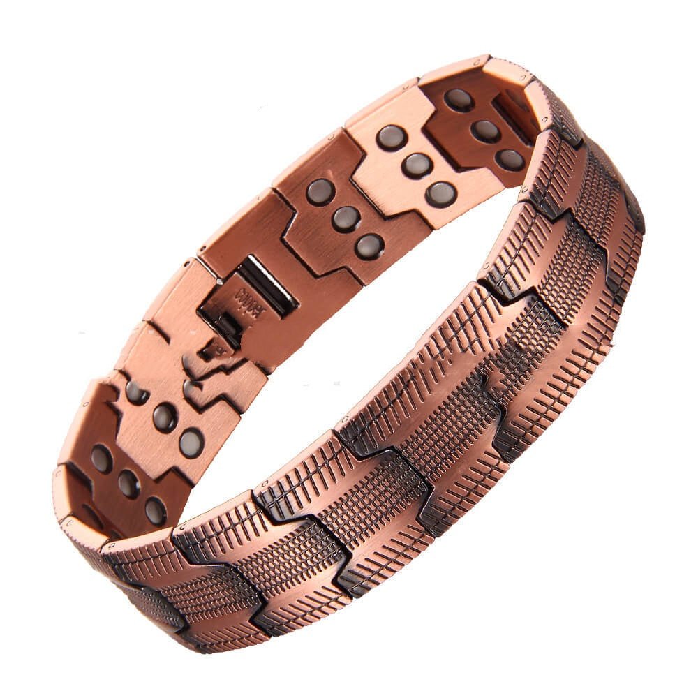 Sleek And Stylish Red Copper Bracelet For Men Wide Magnetic Red Copper Bangle - RALO COLLECTION STUDIO