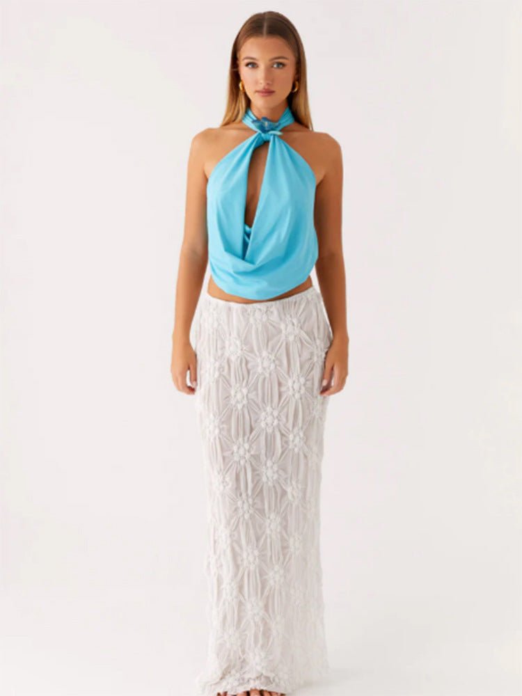 Sleeveless Backless Halter-Neck Lace-Up Deep-V Camisole Top For Women - RALO COLLECTION STUDIO