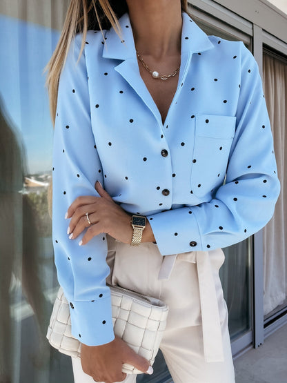 Slim Button Polka Dot Long Sleeve Pocket Shirt - RALO COLLECTION STUDIO