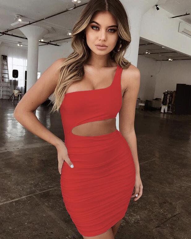 Slim One-shoulder Short Dress Sexy Fashion Hollow Mini Dresses For Women - RALO COLLECTION STUDIO