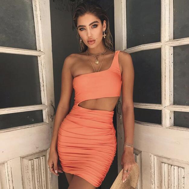 Slim One-shoulder Short Dress Sexy Fashion Hollow Mini Dresses For Women - RALO COLLECTION STUDIO