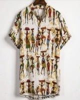 Slim shirt men contrast color printing shirt men - RALO COLLECTION STUDIO