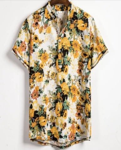 Slim shirt men contrast color printing shirt men - RALO COLLECTION STUDIO