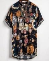 Slim shirt men contrast color printing shirt men - RALO COLLECTION STUDIO