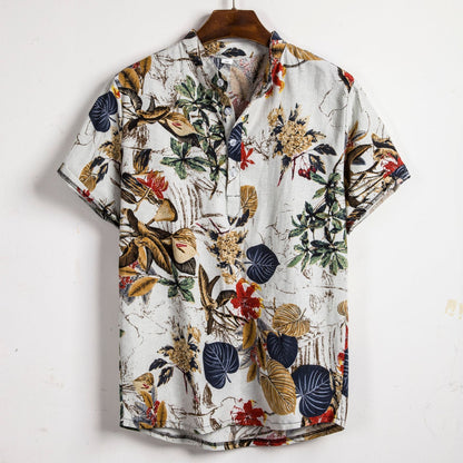 Slim shirt men contrast color printing shirt men - RALO COLLECTION STUDIO