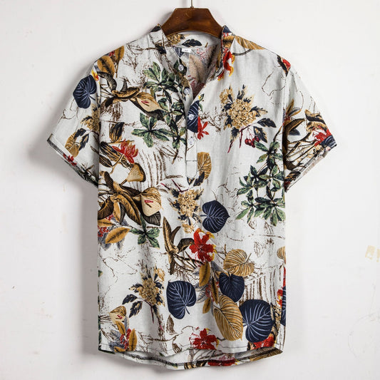 Slim shirt men contrast color printing shirt men - RALO COLLECTION STUDIO