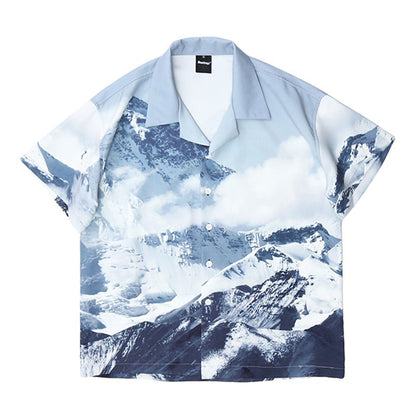 Snow Mountain Full Print Short-Sleeved Shirt Jacket For Men And Women - RALO COLLECTION STUDIO