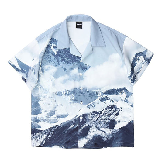 Snow Mountain Full Print Short-Sleeved Shirt Jacket For Men And Women - RALO COLLECTION STUDIO