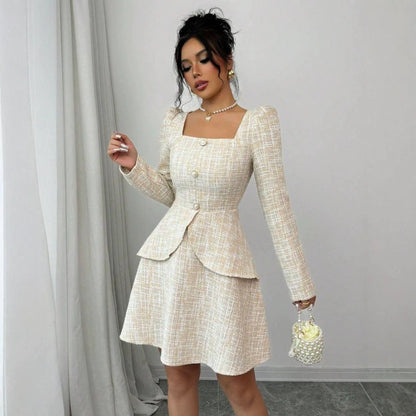 Socialite-style Plaid High-waisted Womens Dress - RALO COLLECTION STUDIO