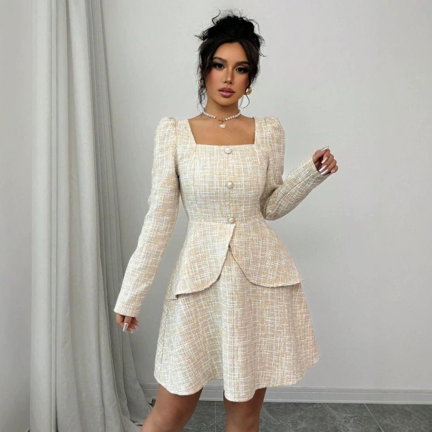 Socialite-style Plaid High-waisted Womens Dress - RALO COLLECTION STUDIO
