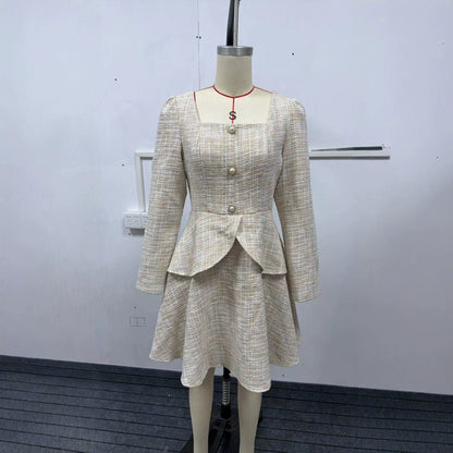 Socialite-style Plaid High-waisted Womens Dress - RALO COLLECTION STUDIO