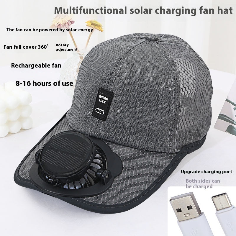 Solar Charging Fan Hat - Breathable Mesh UV Protection Baseball Cap For Men & Women - RALO COLLECTION STUDIO