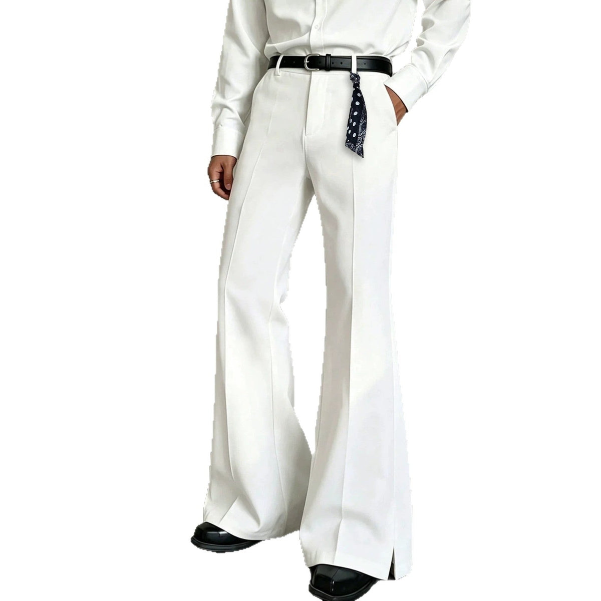 Solid-color High-waist Slightly Flared Casual Pants For Men - RALO COLLECTION STUDIO