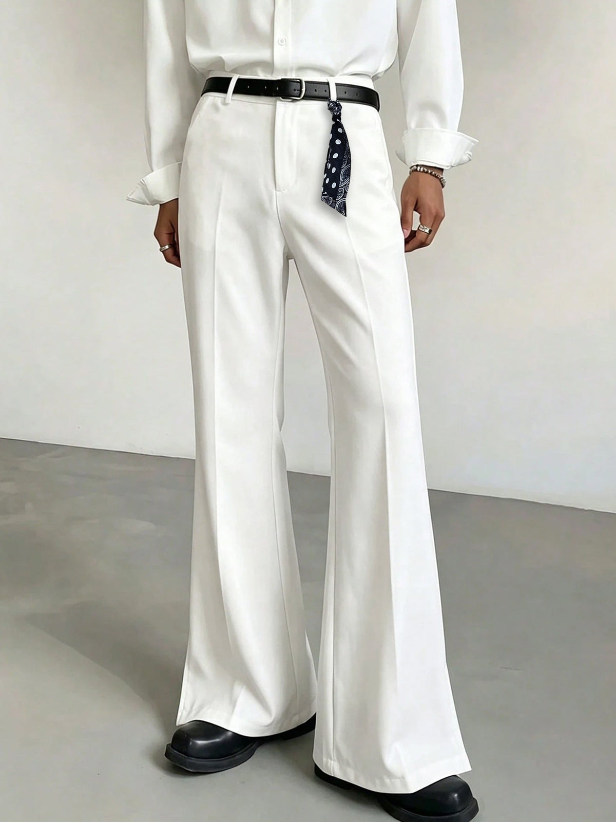 Solid-color High-waist Slightly Flared Casual Pants For Men - RALO COLLECTION STUDIO