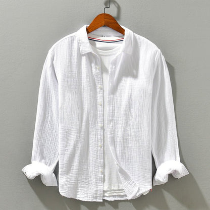 Solid Color Long Sleeve Shirt Pure Cotton Comfortable Men - RALO COLLECTION STUDIO