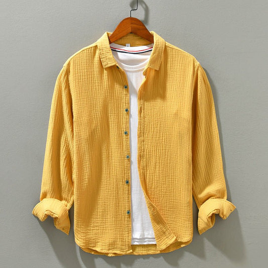 Solid Color Long Sleeve Shirt Pure Cotton Comfortable Men - RALO COLLECTION STUDIO