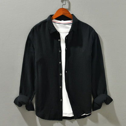 Solid Color Long Sleeve Shirt Pure Cotton Comfortable Men - RALO COLLECTION STUDIO