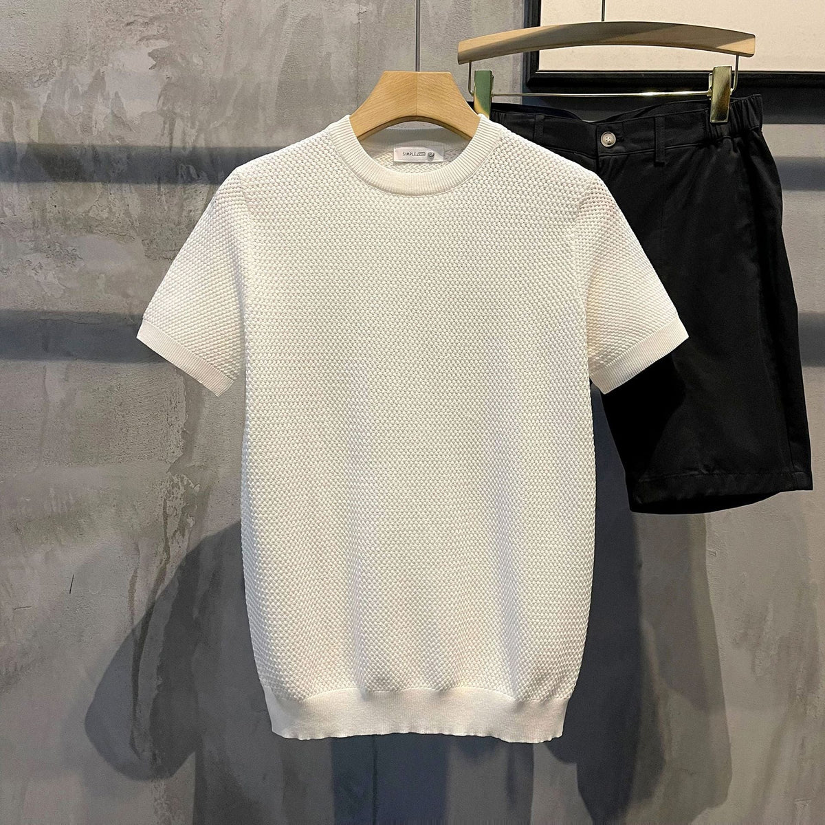 Solid Color Woven Texture Slim-fit Short-sleeved Shirt For Men - RALO COLLECTION STUDIO