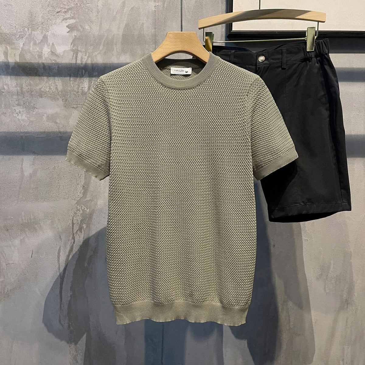 Solid Color Woven Texture Slim-fit Short-sleeved Shirt For Men - RALO COLLECTION STUDIO