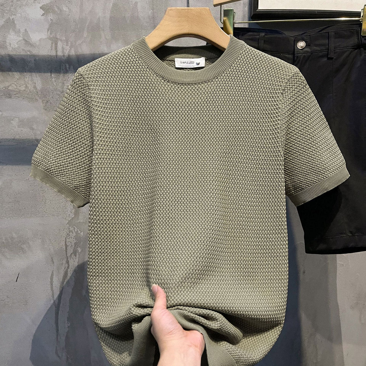 Solid Color Woven Texture Slim-fit Short-sleeved Shirt For Men - RALO COLLECTION STUDIO