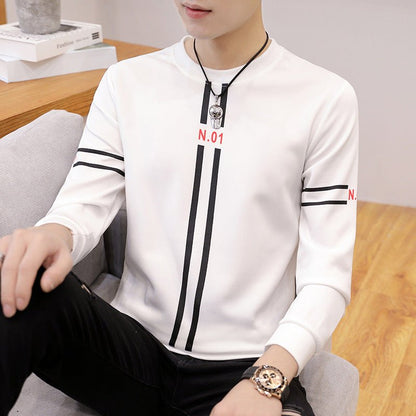 Spring and Autumn New mens printed long-sleeved T-shirt teen round neck bottom top fashion casual mens clothing - RALO COLLECTION STUDIO