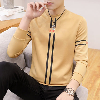 Spring and Autumn New mens printed long-sleeved T-shirt teen round neck bottom top fashion casual mens clothing - RALO COLLECTION STUDIO