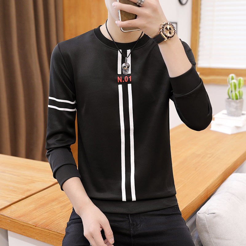 Spring and Autumn New mens printed long-sleeved T-shirt teen round neck bottom top fashion casual mens clothing - RALO COLLECTION STUDIO