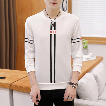 Spring and Autumn New mens printed long-sleeved T-shirt teen round neck bottom top fashion casual mens clothing - RALO COLLECTION STUDIO