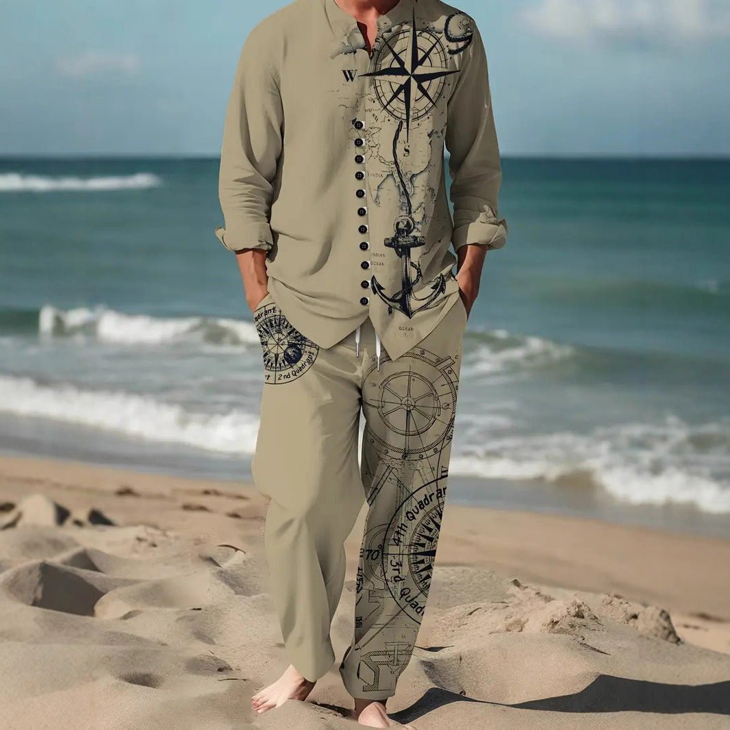 Spring Autumn Casual Lapel Long-Sleeve Mens Shirt Set - RALO COLLECTION STUDIO