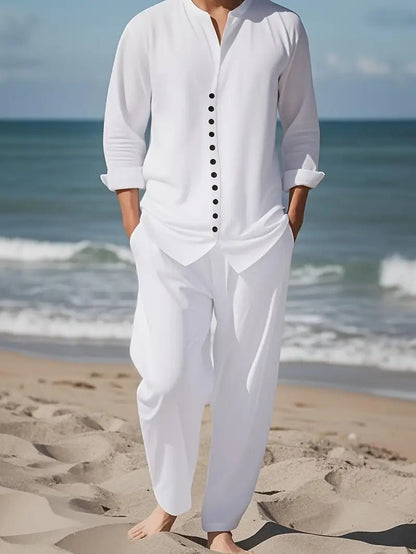 Spring Autumn Casual Lapel Long-Sleeve Mens Shirt Set - RALO COLLECTION STUDIO