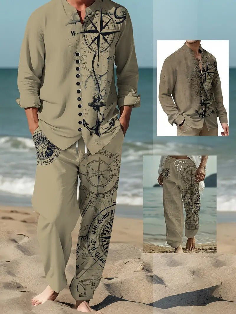 Spring Autumn Casual Lapel Long-Sleeve Mens Shirt Set - RALO COLLECTION STUDIO