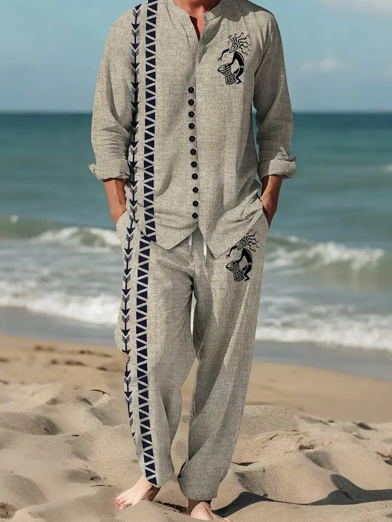 Spring Autumn Casual Lapel Long-Sleeve Mens Shirt Set - RALO COLLECTION STUDIO