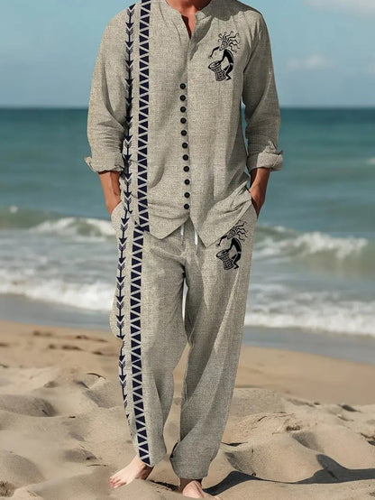 Spring Autumn Casual Lapel Long-Sleeve Mens Shirt Set - RALO COLLECTION STUDIO